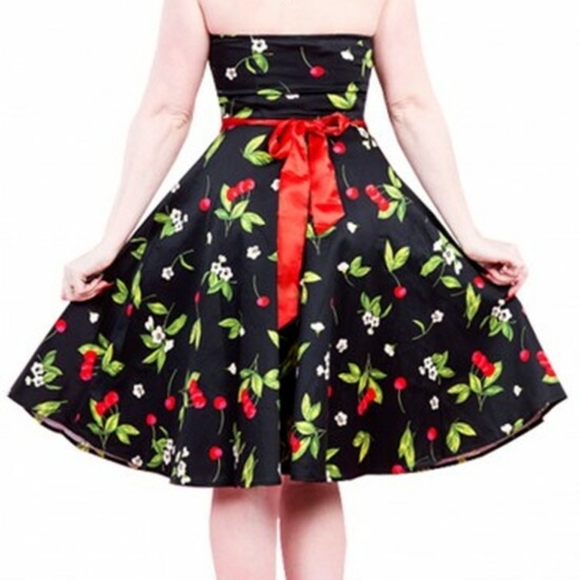 H&R London Cherry Blossoms Black Halter Dress - Picture 3 of 7